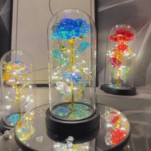 Trandafir Etern de Cristal Cu Lumini Led